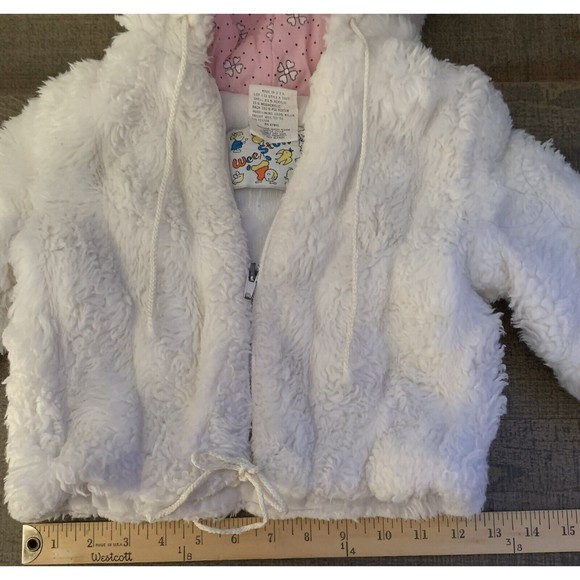 Weestuff Wee Stuff Toddler Girl Hooded White Zip Jacket SZ 2T Made USA VINTAGE - Picture 11 of 15